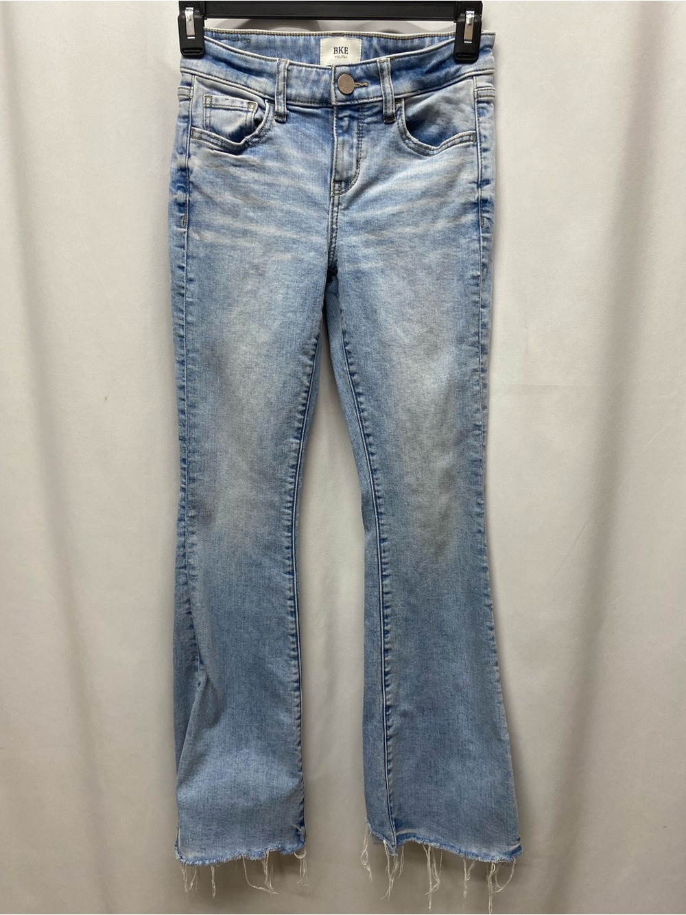 BKE girls flare jeans size 12 regular adjustable waist distressed light wash